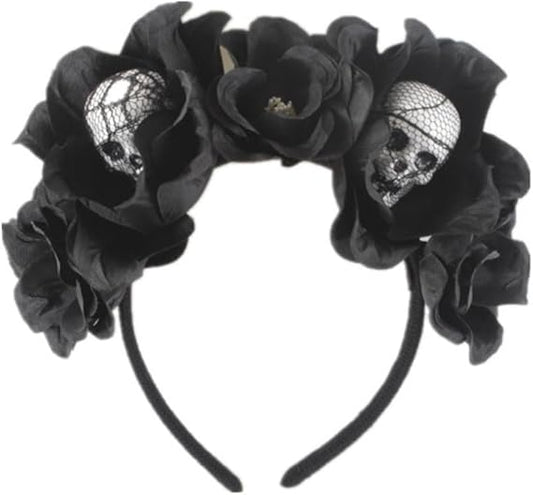 Women's Halloween Skull Horror Headdress Carnival Flower Headband Parent Child Party Halloween Eyeball Headband