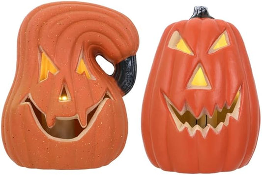 Halloween Led Pumpkin Light Decor with Skull Design 6.3 Inch Colored Lantern for Outdoor and Indoor Party Decoration Safe and Festival Ornament