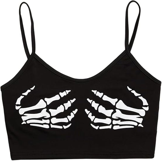 Women's Casual Letter Embroidery Crop Cami Top Sleeveless Top