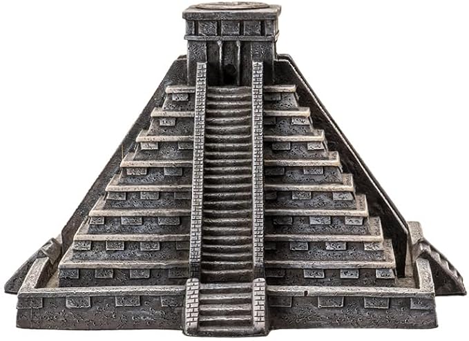 Pacific Giftware Aztec Temple Backflow Incense Burner with Intricate Stone Like Resin Design Decorative Pyramid Incense Holder for Aromatherapy and Home Decor