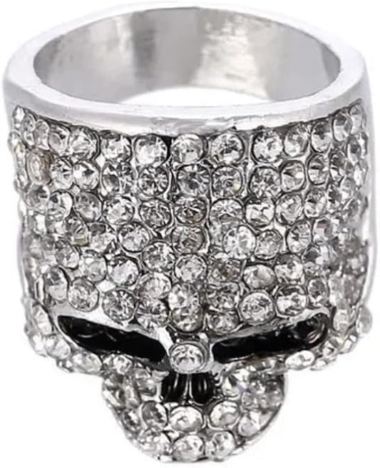 Chino Antrax Silver Plated Skull Ring Cubic Zirconia Sinaloa Cartel