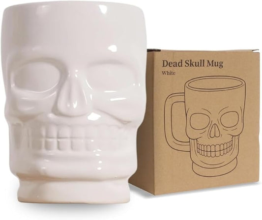 Human Skull Coffee Mug & Gothic Decor, Novelty Ceramic Cup for Hot & Cold Drinks, Unique Coffee Mugs for Halloween Cup, Witchy Home Decor, Men & Women Goth Gifts for Kitchen, Office & Home Use, 17 oz