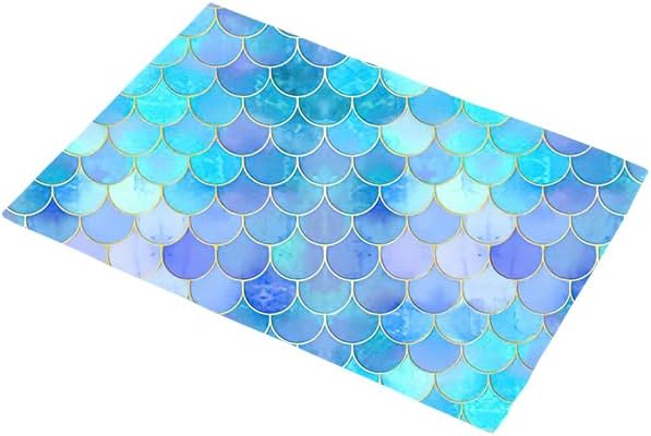 Retro Mermaid Scale Bath Rug Door Mat Non Slip Absorbent Bathroom Rug Carpet for Home Kitchen Toilet Entrance Floor Rug 16x24inch (Mermaid)