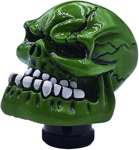Skull Car Gear Shift Knob, Big Tooth Skull Stick Shifter, Car Transmissions Shifting Lever Handle Compatible with Most Automatic Manual Truck Car SUV (Green)