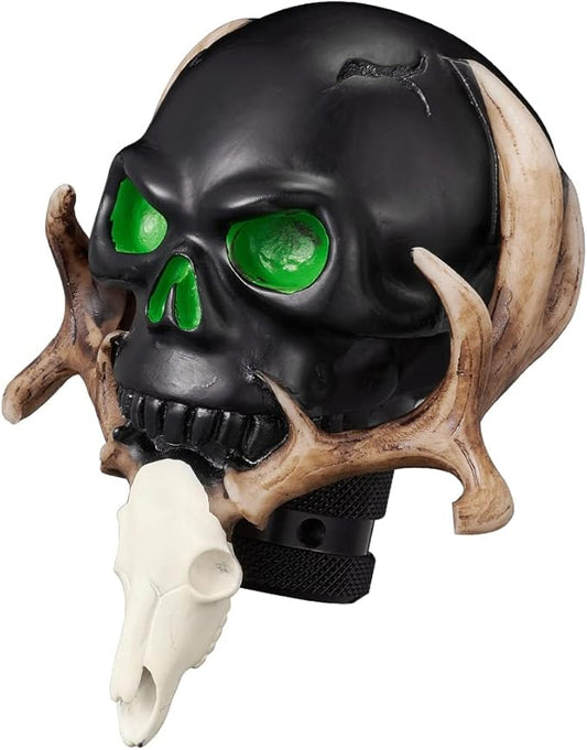 Shift Knob Automatic Skull Shape Universal Gear Knob Replacement with 3 Adapter Black