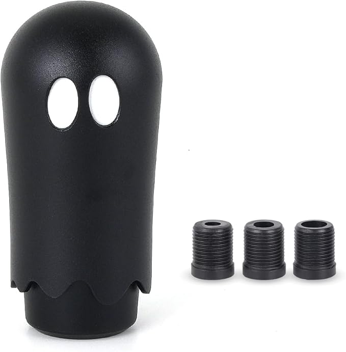 muge racing Ghost Shift Knob, Aluminum Weighted Automotive Gear Shift Manual knobs Lever with 3 Threaded Adapters M8 M10 M12 x 1.25, Universal for Vehicle Funny Cool Spooky Car Accessories (Black)