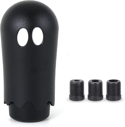 muge racing Ghost Shift Knob, Aluminum Weighted Automotive Gear Shift Manual knobs Lever with 3 Threaded Adapters M8 M10 M12 x 1.25, Universal for Vehicle Funny Cool Spooky Car Accessories (Black)