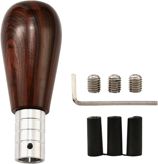 Wood Grain Gear Shifter Knob, Universal Car Gear Shift Manual Knobs Aluminum Alloy Stick Shift Handle with 3 Threaded Adapters M8 M10 M12, Style A