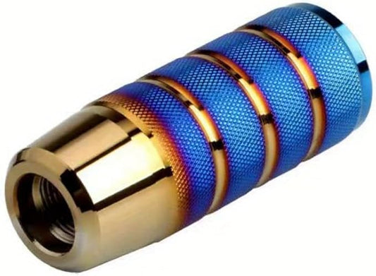 Universal Aluminum Gear Shift Knob, Anti-Skid Manual & Automatic Shifter Lever, 9.5cm, Fits 5/6 Speed, Threaded Design, Available in Roast Blue - Car Accessory