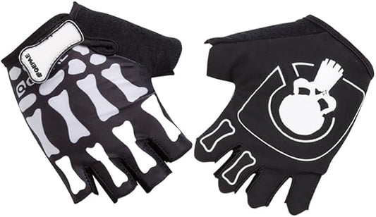 Cycling Gloves Fingerless Skeleton Workout Gloves for Biking, Weightlifting, Racing, Driving, Mountain Hiking, Motorcycle, Fishing, Gym, Gel Pad Handling, Black