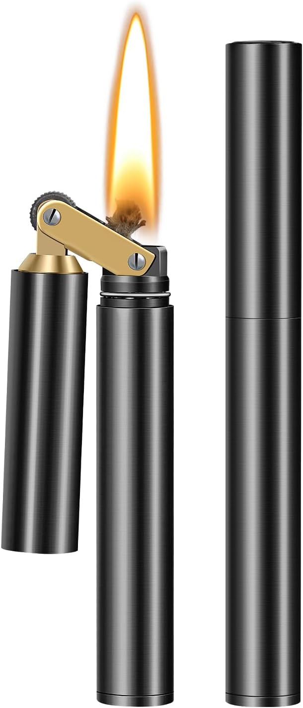 Vintage Lighter, Cool Trench Lighter, Unique Kerosene Lighters Fluid Refillable, Novelty Nunchuck Slim Lighters, Fancy Antique Gifts for Men Dad Husband (Black)