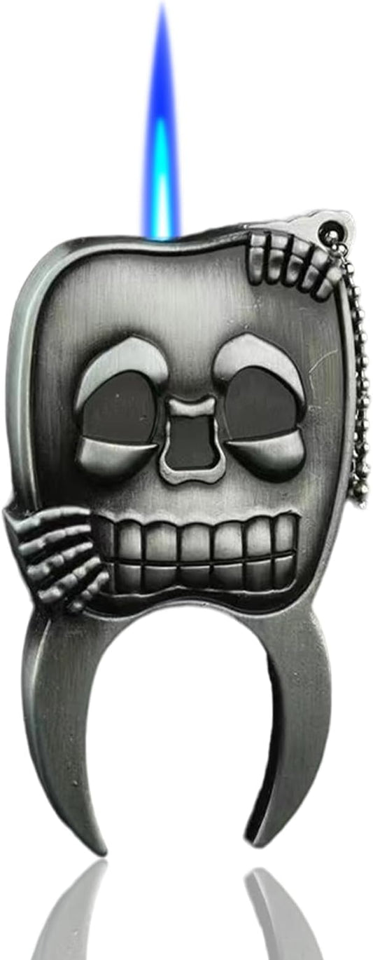 Creative Skull Lighter - Windproof, Refillable, Adjustable Vintage Metal Embossed Skull Lighter - Gift for Men