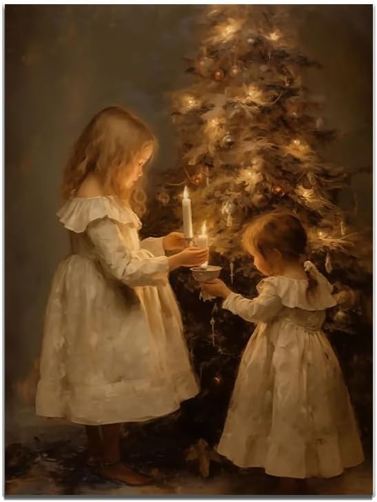 Christmas Tree Canvas Print posters Vintage Christmas Art Winter Wall Art Vintage Christmas Christmas Wall Art Vintage Halloween Winter Holiday Decorations 11x14 Unframed