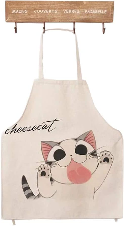 Phantomon Cute Cat Cartoon Apron Cat Funny Face Japanese Creative Comic Apron Adults Size For Baking, Cooking, bbq