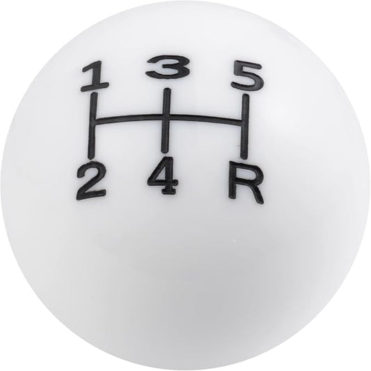 Lunsom 5 Speed Shift Knob, Round Ball Gear Strick Knob Resin Shifter Lever Head Compatible with Manual Car,3 Adapters，White and Black