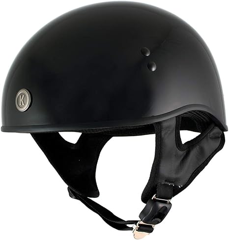 Klutch K-6 'Laid Low' Gloss Black Half Face Motorcycle Skull Helmet - Large