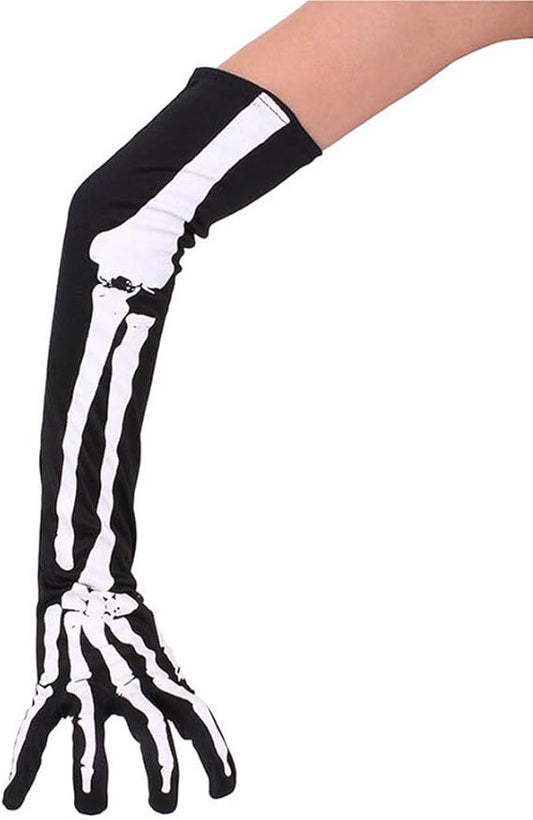 Halloween Skeleton Gloves Cosplay Costume Party Long Arm Full Finger Gloves Halloween Costumes 1 Pair