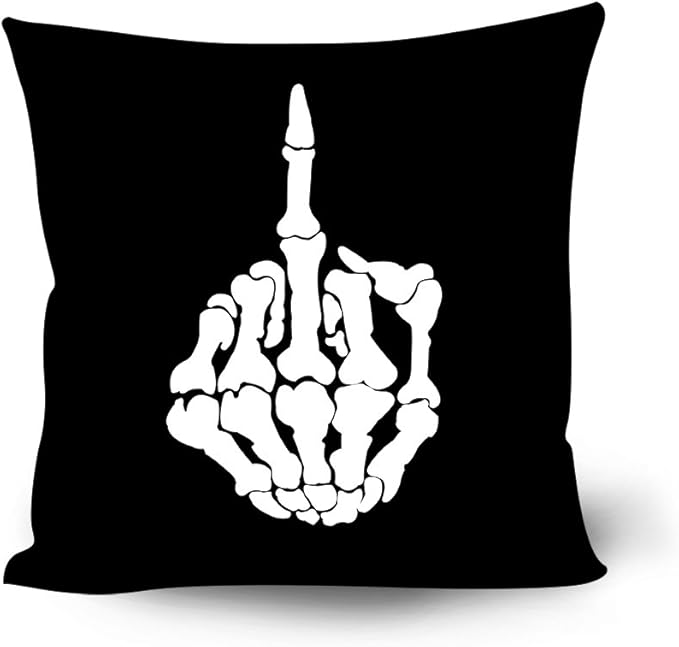 Beauty Collector Black Skull Print Cool Throw Pillow Case for Sofa Couch Art Accent Style Square Pillow Cushion Covers 18 X 18 Inches