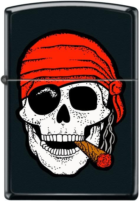 Zippo Lighter-Skull with Cigar Black Matte Windproof Lighter #Z5489