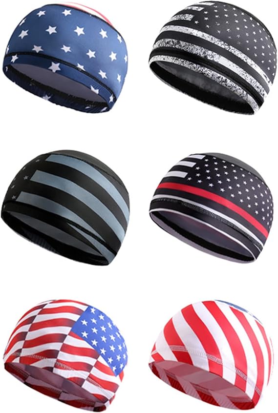 4 Pack Cooling Skull Cap Sweat Wicking Helmet Liner Beanie Running Cycling Head Wrap Hat for Men Women Sports