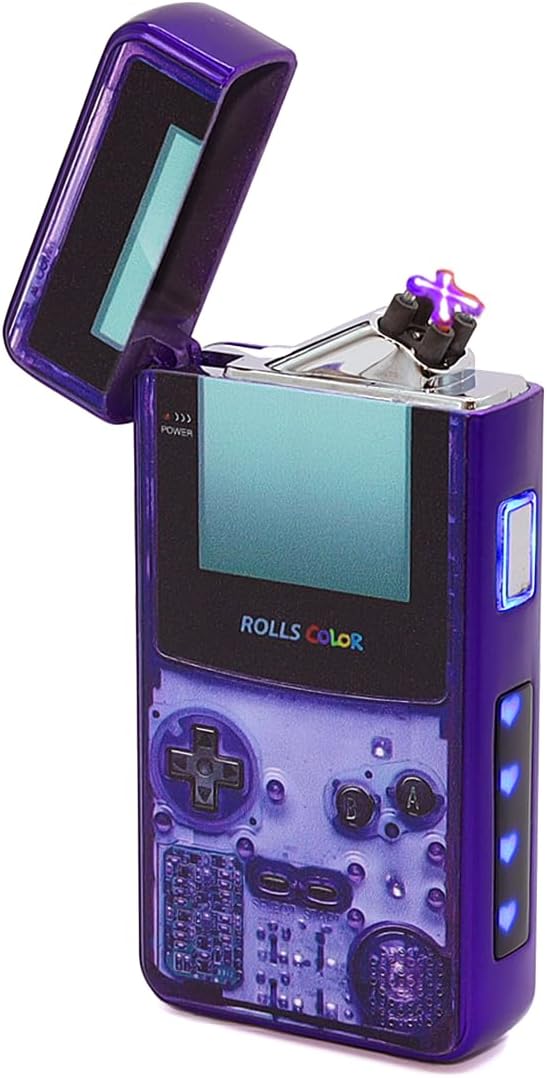 Rolls Electric Lighter - Stocking Stuffers - Gifts for Men - Cool Lighters - Electric Lighters Rechargeable - Mens Gifts - Retro Gamer - Birthday Gifts for Men - (Atomic Purple)