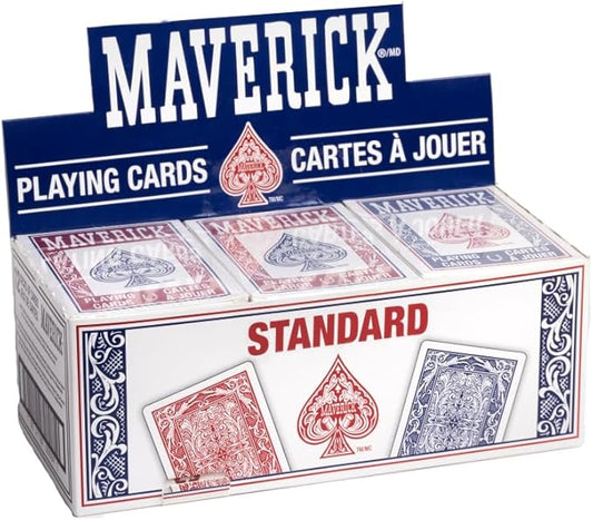 Maverick Playing Cards 12 Pack, Standard Index, Red and Blue Decks, Bulk Playing Cards for Poker, Card Games, and Family Game Night