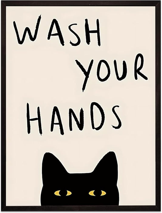 Animal Skull Wall Art Decor Cat Picture Wall Decor Motivational Inspire for Living Room Bedroom Decoration Wash You Hands Bathroom Decoration 12x16in Unframed