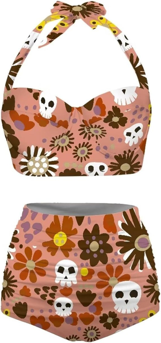 Plus Size Bathing Suit for Women Tummy Control High Waisted Bikini Sets for Women Size S-2XL