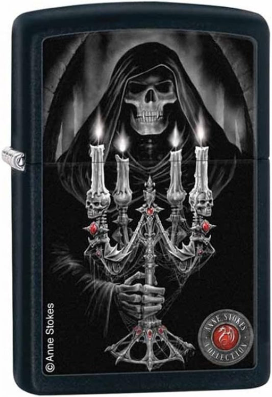 Zippo Anne Stokes Reaper Candle Pocket Lighter, Black Matte