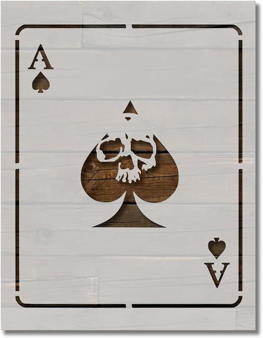 Ace of Spades Playing Card Death Dealer Stencil Template Reusable for Painting on Walls, Wood, Arts and Crafts (823) - 8.5 x 11 Inches