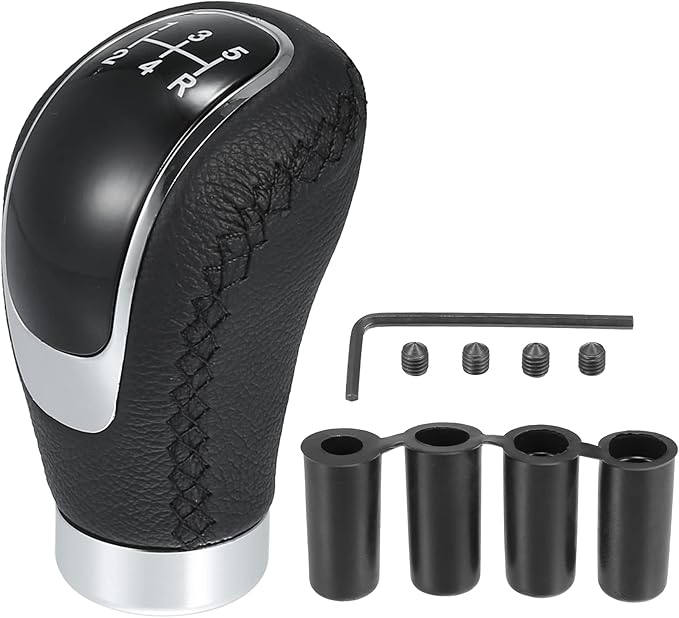 X AUTOHAUX Universal 5 Speed Auto Car Gear Lever Shifter Manual Stick Shift Knob PU Leather Black