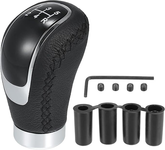X AUTOHAUX Universal 5 Speed Auto Car Gear Lever Shifter Manual Stick Shift Knob PU Leather Black