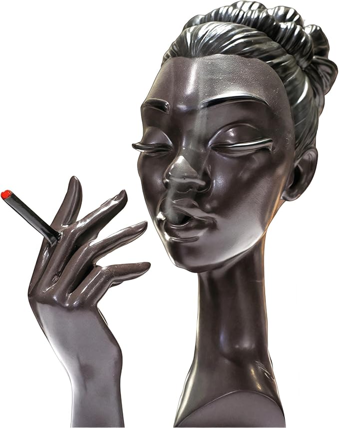 Elegant Head Incense Burner Black Woman - Eyes-Shut Reverie Serene Smoke Fountain, 7.8" Resin Art for Home Decor, Meditation & Office Desk, Unique Gift for Mindful Relaxation