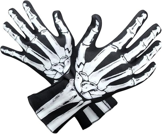 Halloween Skeleton Gloves Full Finger Gloves Cosplay Accessories Halloween Skull Ghost Gloves Scary Party Props Halloween Costumes（30x10cm）