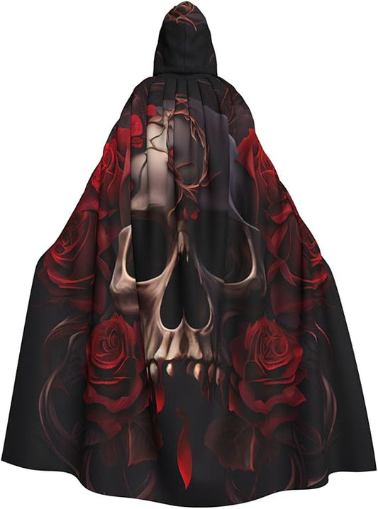 Silver Dragon Rose Hooded Cloak for Women, Halloween Stage Performances Cosplay Costume Themed Party Cape