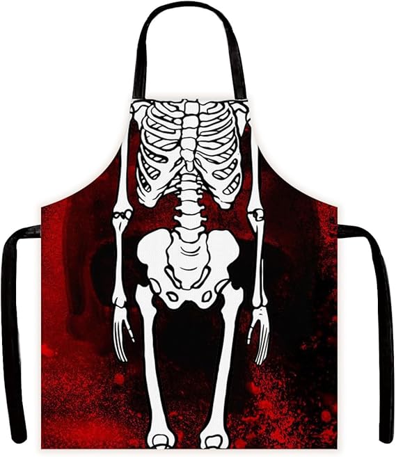 Halloween Skeleton Design Apron, Blood Splatter Pattern,