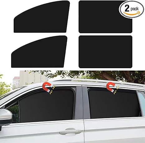 Car Side Window Sun Shades, 4 PCS Window Sunshades Privacy Curtains, 100% Block Light for Breastfeeding, Taking a nap, Changing Clothes, Camping (Front&Back 4pcs)