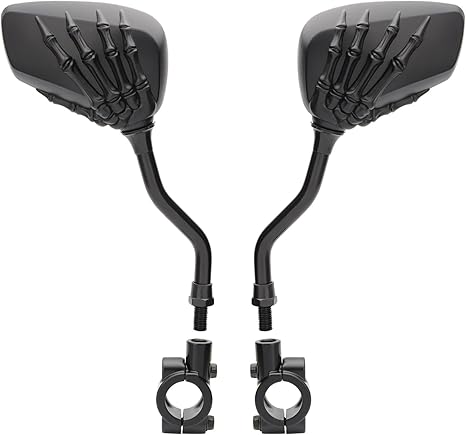 1 Pair Bicycle Mirror,Big View Bike Rear View Mirror Blindsight Multi Angle Adjustable Bike Mirror Billet Aluminum Chrome Plated Outside Skull Claw Style Also suitable for motorcycle mirror