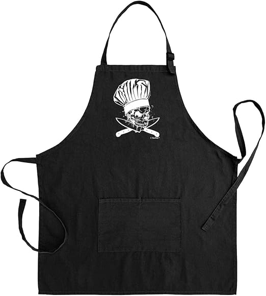 ThisWear Chef Skull and Cross Knives Two Pocket Adjustable Bib Apron
