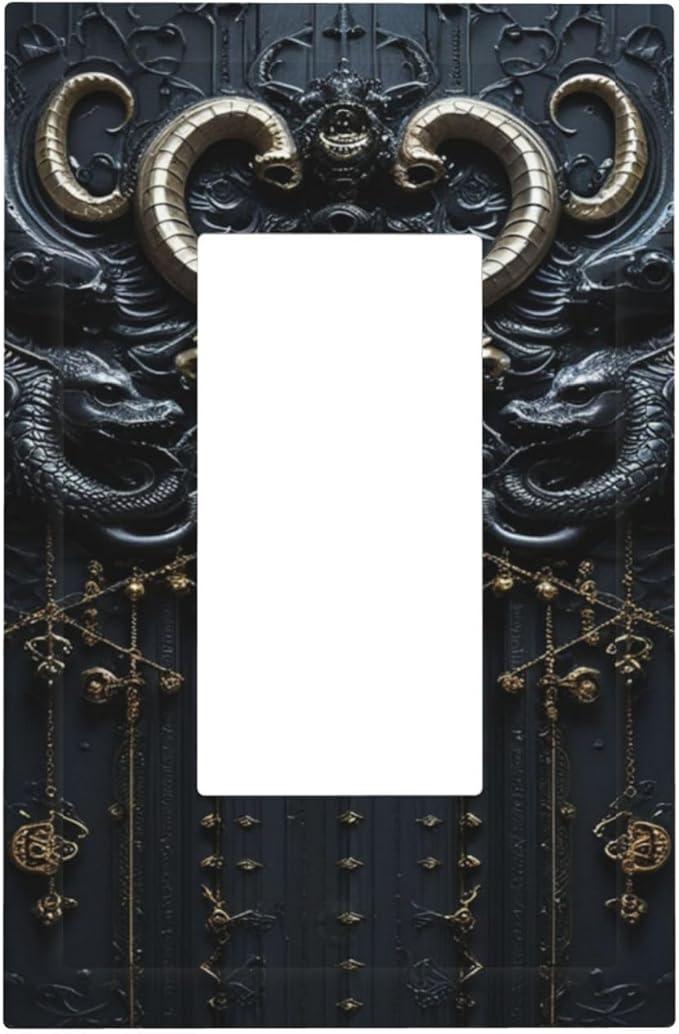 Light Switch Cover Plate Mid Century Dark Fantasy Gothic Skull Horror 1 Gang Outlet Covers Single Rocker Decorative Switch plates Electrical Wall Plates GFCI Receptacle for Bathroom Bedroom Decor