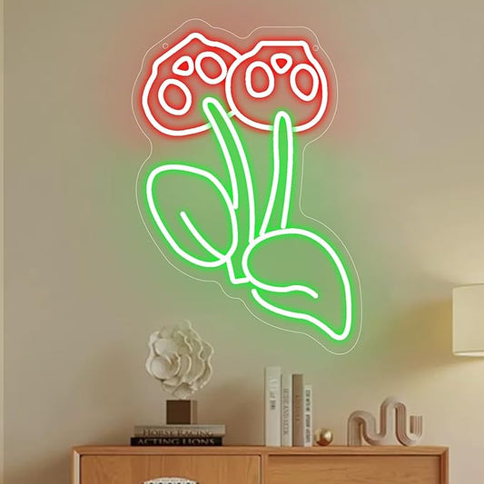 Skull Flowers Neon Sign - Neon Light for wall decor Dimmable USB Wall Light for Bedroom, Basement & Party Decor 16.1 x 11.1 inch