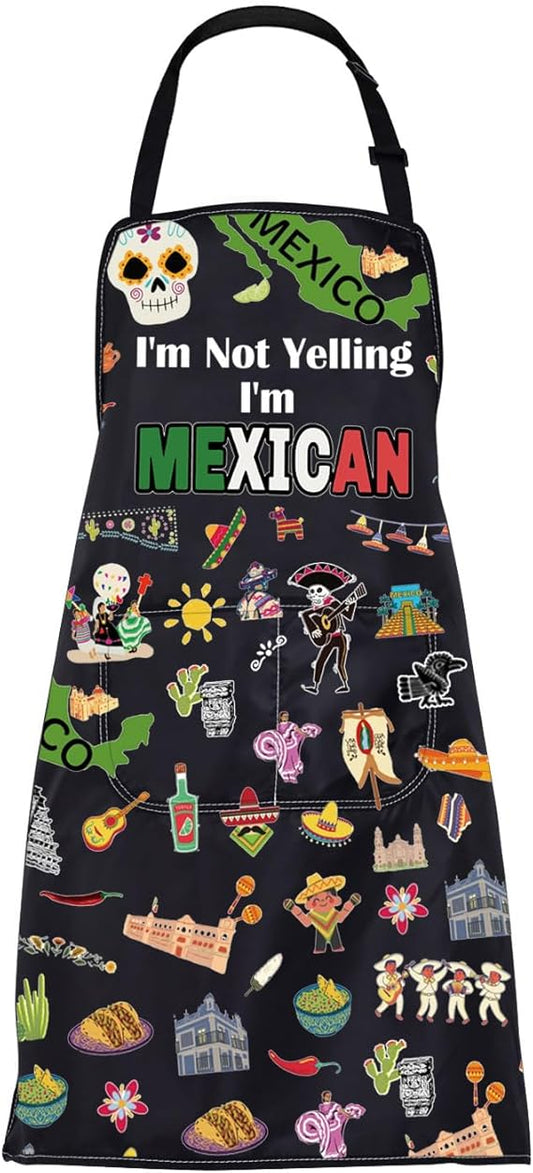 CMNIM Mexican Apron I'm Not Yelling I'm Mexican Gifts for Women Mexican Kitchen Apron Mexico Trip Gift Mexican Cuisine Aprons