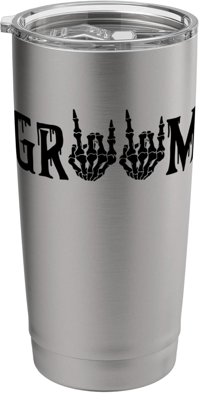 Groom Skeleton Hand Bride Halloween Wedding Bachelorette Stainless Steel Insulated Tumbler