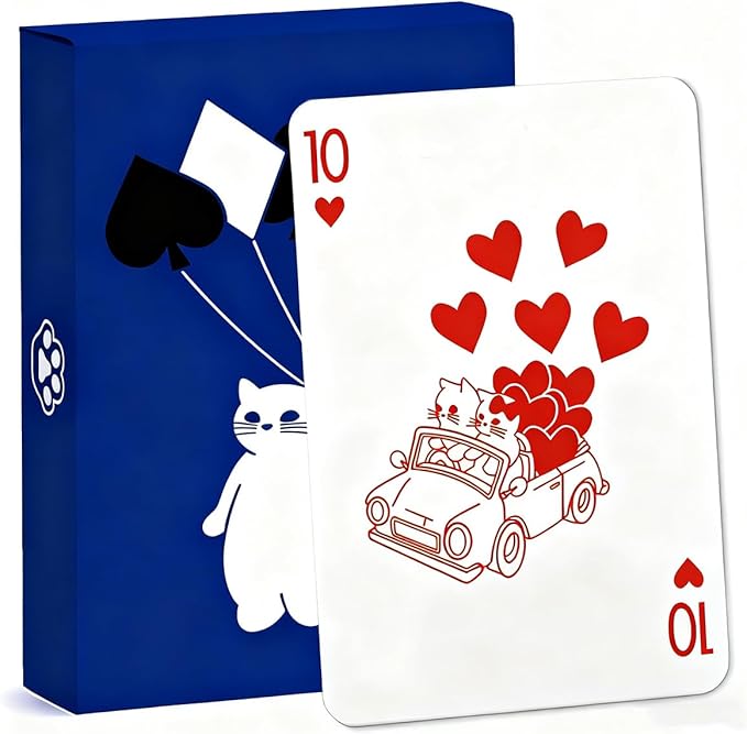 2 Decks Cat Playing Cards, 54 Different Pattern, Cat Card Games, Cat Poker Cards, Cat Deck of Cards, 3.5 × 4.5inches (Blue)