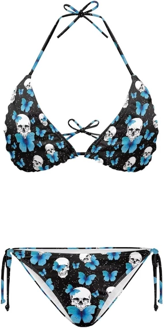 Womens Triangle Bikini Sets High Cut Tie Side Two Piece Bathing Suits String Halter Bikini Swimsuits for Women