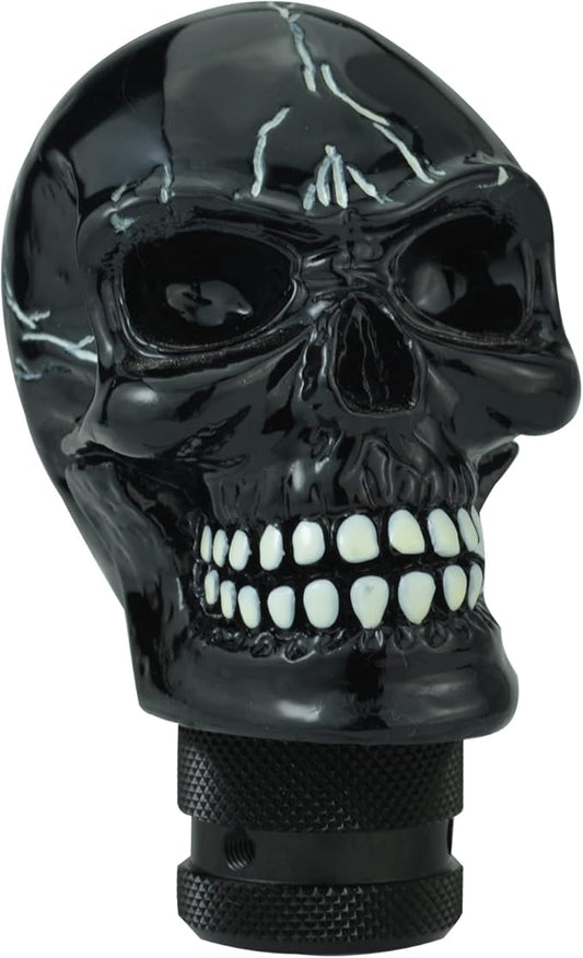 Arenbel Skull Head Shifter Lever Knob Racing Gear Shift Stick Car Shifting Grip Handle Fit Regular Auto Manual Transmissions, Black