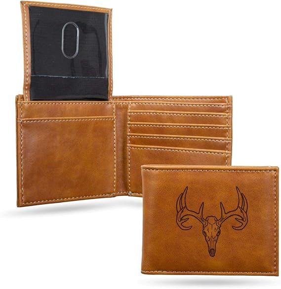Rico Industries Wildlife Laser Engraved Billfold Wallet Laser Engraved Bill-fold Wallet - Slim Design - Great Gift