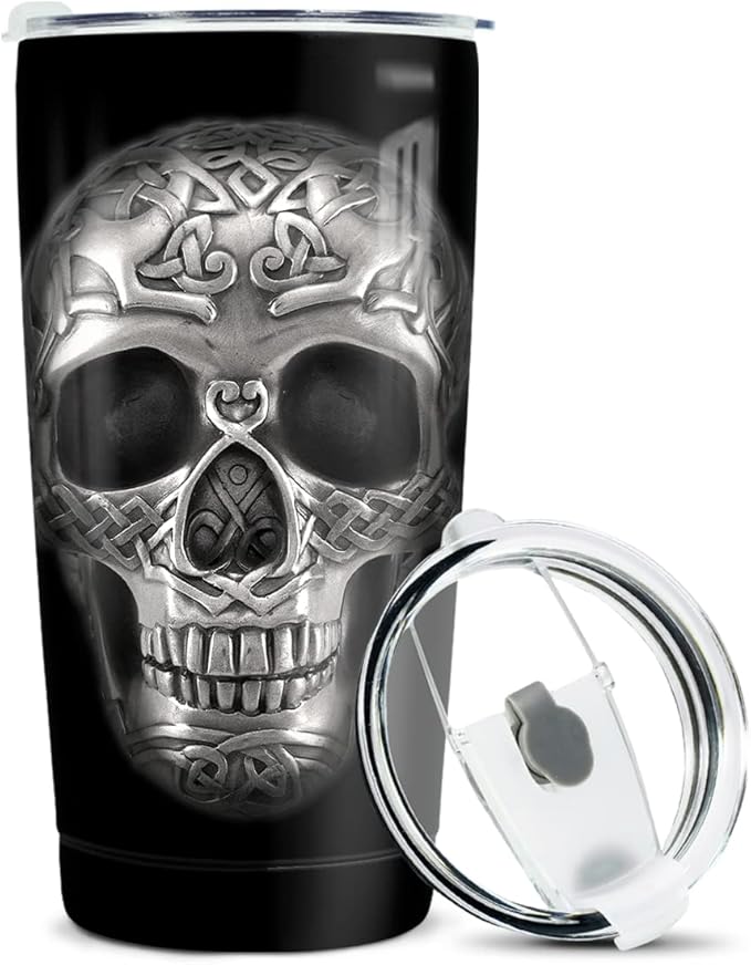 winorax Skull Tumbler 20oz Stainless Steel Travel Cup Coffee Mug Inspirational Skull Gifts for Men Women Skulls Lover Birthday Halloween Birthday Presents