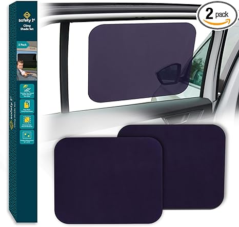 Safety 1st Cling Car Window Shades for Baby, 2 Pieces, Sun Blocker and UV Protection, Static Cling Privacy Shade, Black Tint