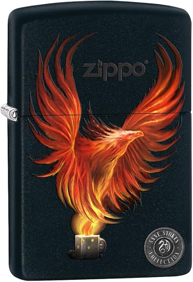 Zippo Lighter: Anne Stokes Firebird - Black Matte 77067